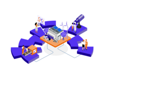 Das neue KeyVisual des dena Energy Awards zeigt die vier Wettbewerbskategorien.