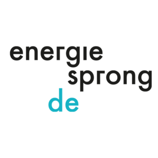 Logo von Energiesprong, bestehend aus den Wörtern 'energie' in Schwarz, 'sprong' in Schwarz und 'de' in Türkis.