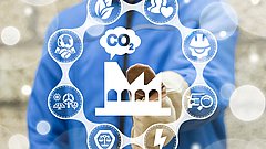 Grafik mit Symbolen für CO2-Reduktion