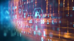  Verschwommenes Bild von Binärcode und Daten, symbolisiert Blockchain-Identitätsledger