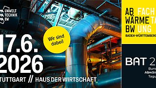Es ist das Banner für die Abwärmetagung am 17.6.26 in Stuttgart(Pressematerial) zu sehen