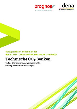 Titelblatt des Kurzgutachtens zur dena-Leitstudie Aufbruch Klimaneutralität mit Fokus auf technische CO2-Senken und techno-ökonomische Analyse