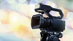 Video,Camera,With,Blur,Background,For,Journalist,Interview,Broadcasting,Reporter
