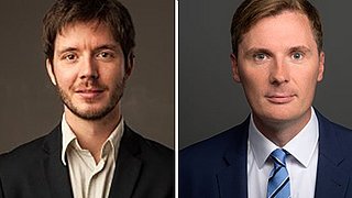 Zwei Einzelporträts von dena-Mitarbeitenden Klaus Voeller und Toni Reinholz