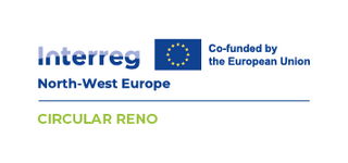 Logo von Interreg mit dem Text 'CIRCULAR RENO'. Enthält die europäische Flagge und den Hinweis 'Co-funded by the European Union'.