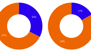 Drei Kreisdiagramme zeigen den Anteil privater und öffentlicher Unternehmen bei ein, zwei und drei Energieformen, wobei öffentliche Unternehmen überwiegen