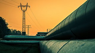 Electric,Wires,And,District,Heating,Tubes,At,Sunrise