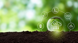 Verringerung der CO2-Emissionen Ziel-Symbol auf grünem Hintergrund