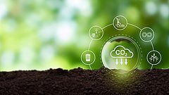 Verringerung der CO2-Emissionen Ziel-Symbol auf grünem Hintergrund
