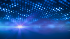 Abstrakter, futuristischer blauer Digitaltechnik Hintergrund mit Punkten.