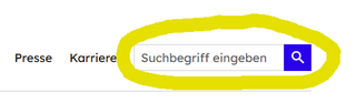 Suchfeld mit dem Platzhaltertext 'Suchbegriff eingeben' und einem blauen Suchsymbol rechts daneben.