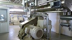 Eine Pelletpresse im Mischfutterwerk.