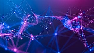 illustration Geometric abstract background with connected line and dots,Futuristic digital background for Business Science and technology