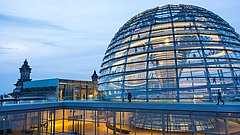 Illuminated,Glass,Dome,On,The,Roof,Of,The,Reichstag,In