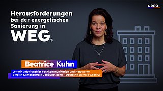 Frau mit dunklem Oberteil vor dunklem Hintergrund, daneben Text '≈42 Mio Wohnungen in DE' und darunter farbige Balken mit Text '9,3 Mio. Wohnungen in Besitz von Einzelpersonen'.