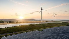 Solar panels and wind turbines