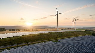 Solar panels and wind turbines