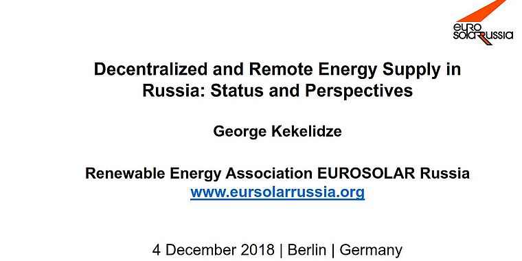 Netzferne dezentrale erneuerbare Energien in Russland: Status und Perspektiven der Förderung auf förderaler Ebene 