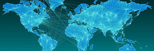 Weltkarte, die ein globales Netzwerk zeigt