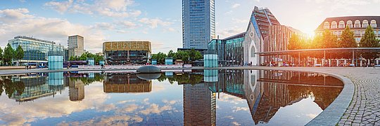 City,Of,Leipzig,-,Germany.,A,Panorama,At,Sunset.