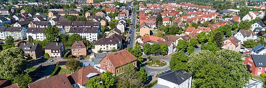 Luftaufnahme einer Kleinstadt in Deutschland
