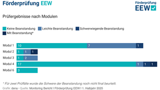 Prüfergebnisse und Fördersummen in den jeweiligen Modulen