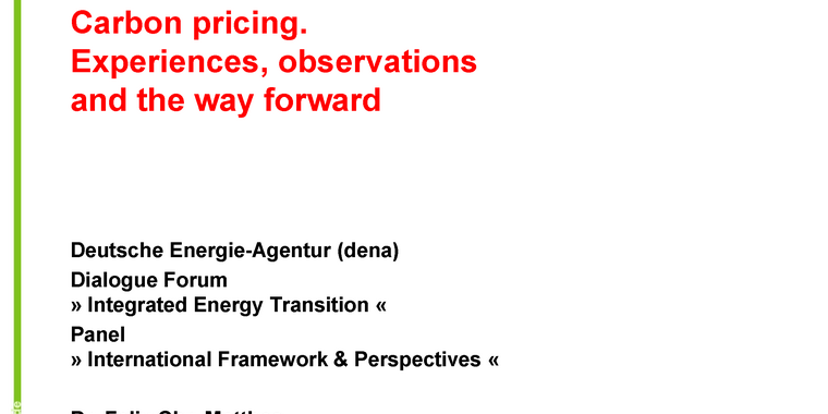 Carbon pricing. Experiences, observations and the way forward