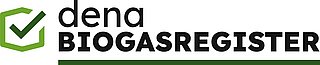 Logo der dena Biogasregister. Enthält einen grünen Haken und den Schriftzug 'biogasregister' in schwarzer Schrift.