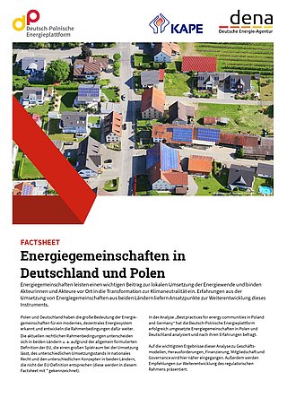 Teaser Factsheet Energiegemeinschaften in Deutschland und Polen