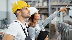 Factory,Worker,And,Engineer,Doing,Inspection.,Factory,Worker,And,Businesswoman