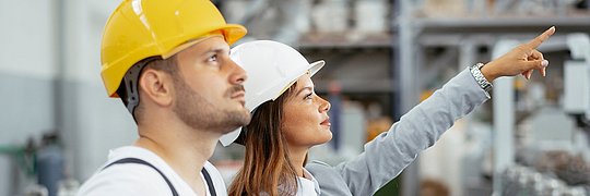 Factory,Worker,And,Engineer,Doing,Inspection.,Factory,Worker,And,Businesswoman