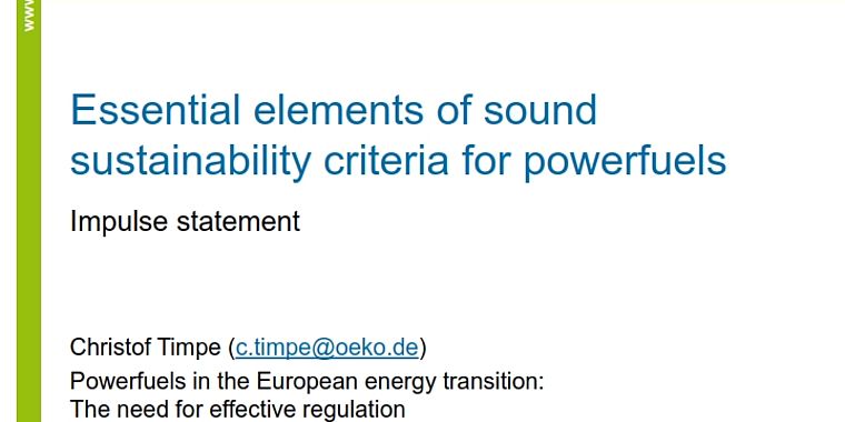 Essential elements of sound sustainability criteria for powerfuels