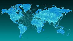 Weltkarte, die ein globales Netzwerk zeigt
