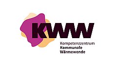 Logo des Kompetenzzentrums Kommunale Wärmewende mit den Buchstaben 'KWW' in Dunkelbraun und einem bunten, organischen Hintergrund.